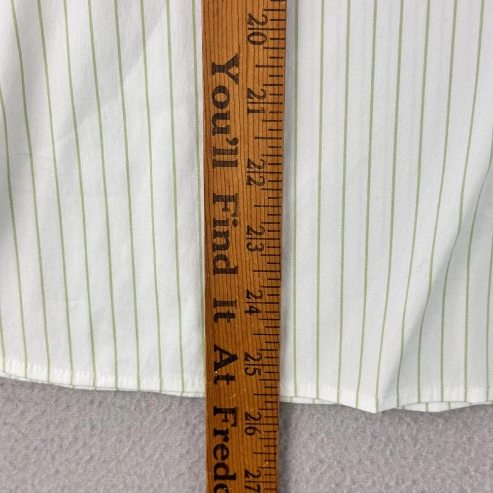 Lafayette 148 New York Striped Button Up Shirt Women M Green Balloon Sleeve - Picture 7 of 9